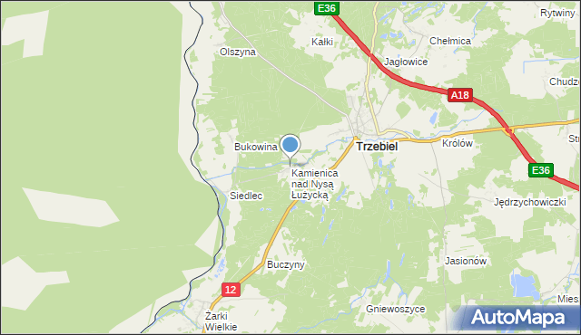 mapa Kamienica nad Nysą Łużycką, Kamienica nad Nysą Łużycką na mapie Targeo